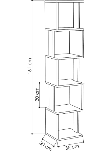Scandinavia Concept Bücherregal "Piri" in Weiß/ Hellbraun - (B)35 x (H)161 x (T)30 cm