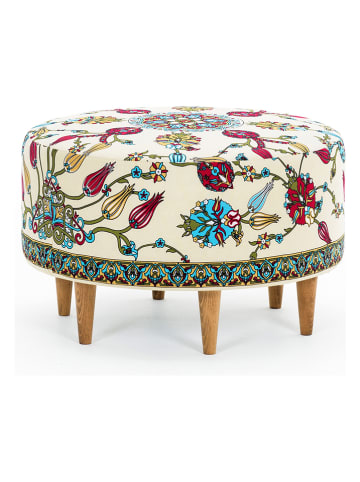 Scandinavia Concept Voetenbank "Rimini" crème/rood/blauw - (B)65 x (H)40 x (D)65 cm