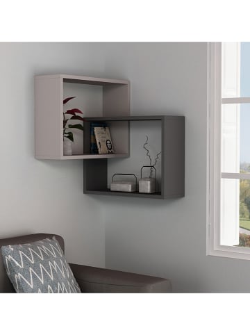 Scandinavia Concept Eckregal "Ring" in Mokka/ Anthrazit - (B)60 x (H)68 x (T)68 cm