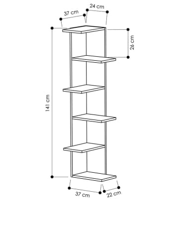Scandinavia Concept Eckregal "Saso" in Weiß - (B)37 x (H)141 x (T)37 cm