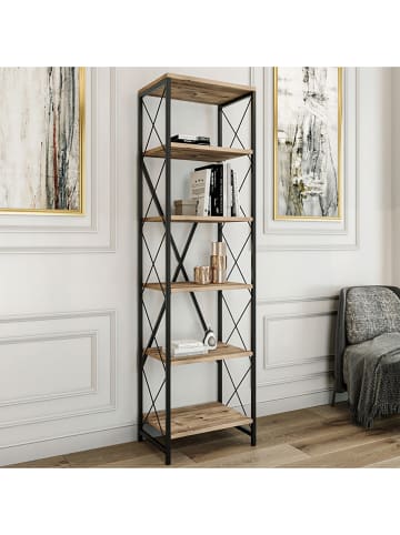 Scandinavia Concept Boekenkast "Suadiye" dennenkleurig/zwart - (B)50 x (H)180 x (D)35 cm