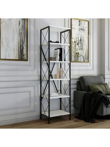 Scandinavia Concept Regał "Suadiye" w kolorze biało-czarnym na książki - 50 x 180 x 30 cm