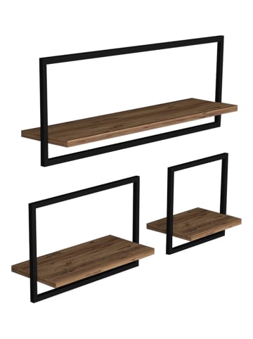 Scandinavia Concept 3er-Set: Wandregale in Kiefer/ Schwarz