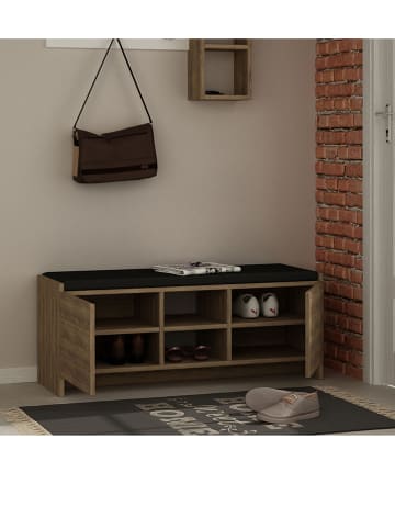 Scandinavia Concept Schoenenbank "Zulla" eikenkleurig/zwart - (B)110 x (H)40 x (D)37 cm