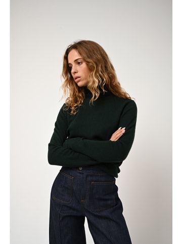 AUTHENTIC CASHMERE Kasjmieren coltrui "Bise" donkergroen