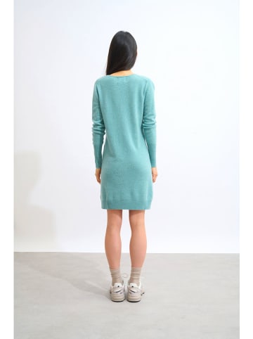 AUTHENTIC CASHMERE Kasjmieren jurk "Capelet" turquoise