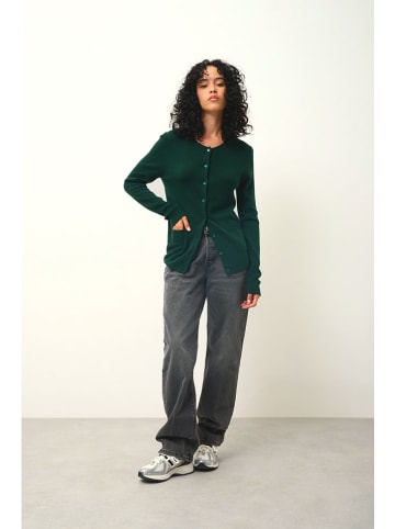 AUTHENTIC CASHMERE Kaszmirowy kardigan "Caron" w kolorze ciemnozielonym