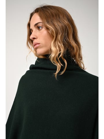 AUTHENTIC CASHMERE Kaszmirowe ponczo "Carra" w kolorze ciemnozielonym
