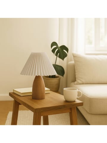 Opviq Tischleuchte in Creme/ Hellbraun - (H)30 x Ø 22 cm