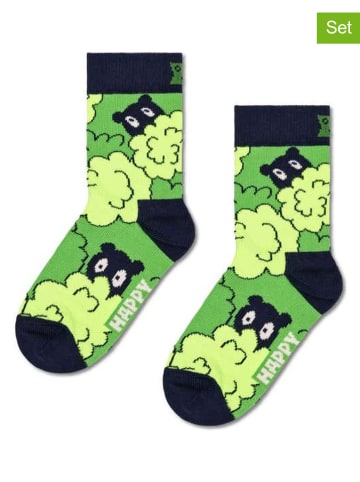 Happy Socks 2er-Set: Socken in Schwarz/ Grün
