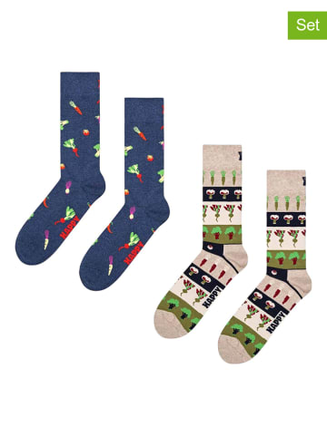 Happy Socks 2-delige set: sokken donkerblauw/beige
