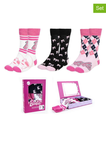 Lucky Socks 3er-Set: Socken "Barbie" in Weiß/ Pink/ Schwarz