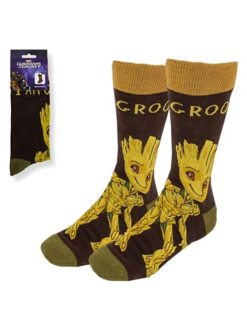 Lucky Socks Skarpety "Groot guardians of the galaxy" w kolorze brązowo-żółtym