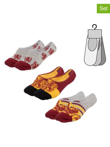 Lucky Socks Skarpety-stopki (3 pary) w kolorze szaro-żółto-bordowym