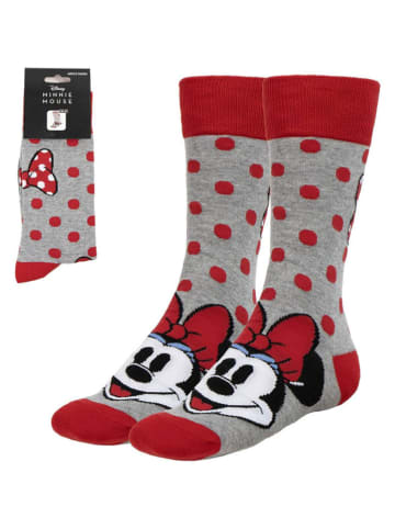 Lucky Socks Skarpety "Minnie" w kolorze szaro-czerwonym