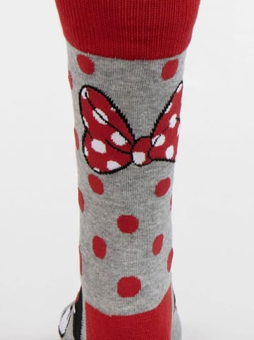 Lucky Socks Skarpety "Minnie" w kolorze szaro-czerwonym
