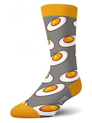 Lucky Socks 2er-Set: Socken "Halloween" in Grau/ Orange/ Weiß