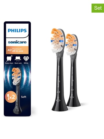 PHILIPS sonicare 2er-Set: Ersatz-Bürstenköpfe "Premium All-in-One" in Schwarz