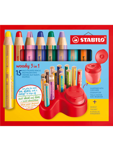 STABILO Buntstifte "Woody 3in1" - 15 Stück+Zubehör