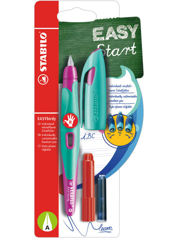 STABILO Schrijfleer-vulpen "Easy birdy"- veer A- rechtshandigen - turquoise/roze