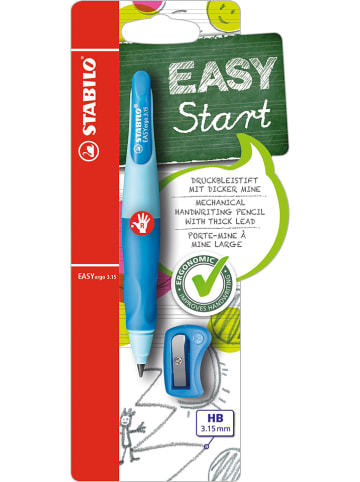 STABILO Mechanisch potlood "EASYergo" met puntenslijper - rechtshandig blauw/lichtblauw