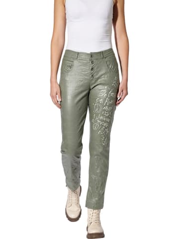 Heine Kunstlederhose in Khaki