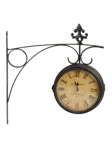 Anticline Wanduhr in Schwarz/ Hellbraun - (B)35 x (H)40 cm