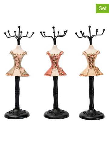 Anticline 3-delige set: sieradenstandaarden crème/lichtroze - (H)24,5 cm