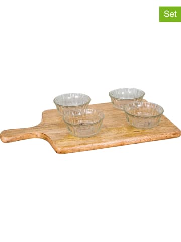 Anticline 5-delige set: snijplanken en glazen kommen