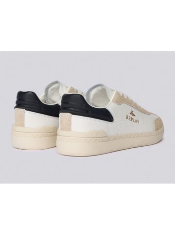 Replay Leder-Sneakers in Creme/ Weiß