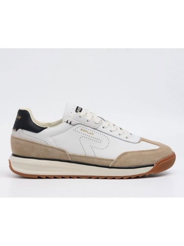Replay Skórzane sneakersy w kolorze biało-beżowym