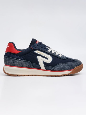 Replay Leren sneakers donkerblauw/rood
