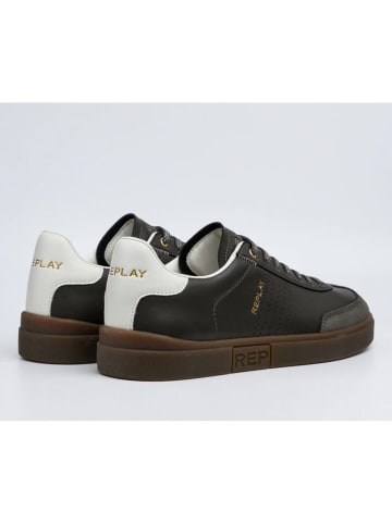 Replay Leder-Sneakers in Braun/ Creme