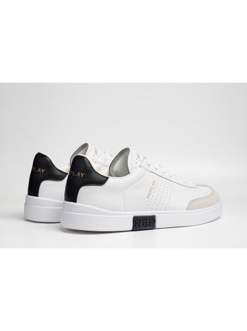 Replay Leren sneakers wit/zwart