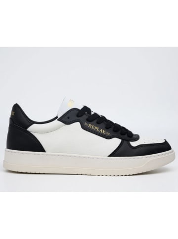 Replay Skórzane sneakersy w kolorze biało-czarnym