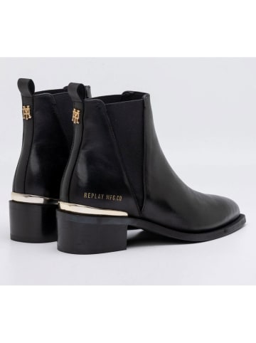 Replay Leder-Chelsea-Boots in Schwarz