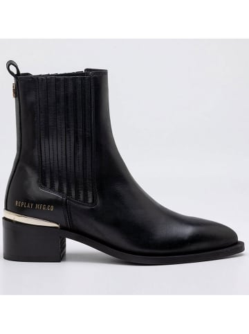 Replay Leder-Chelsea-Boots in Schwarz