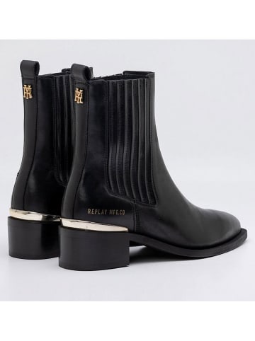 Replay Leder-Chelsea-Boots in Schwarz