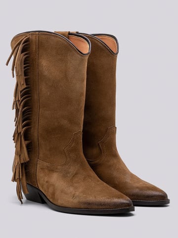 Replay Leder-Stiefeletten in Taupe