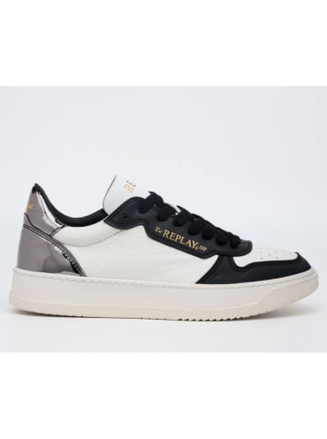 Replay Skórzane sneakersy w kolorze biało-czarnym