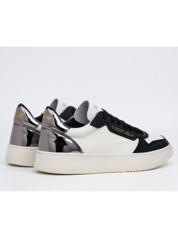 Replay Skórzane sneakersy w kolorze biało-czarnym