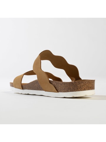BACKSUN Leder-Pantoletten "Sechura" in Hellbraun