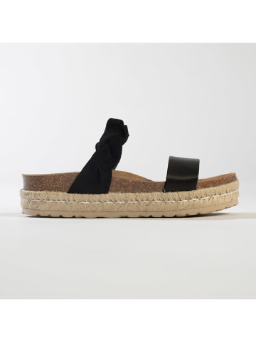 BACKSUN Leder-Pantoletten in Schwarz