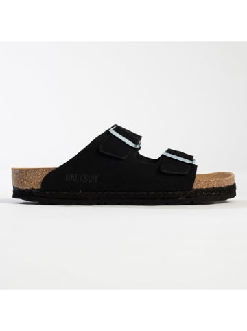 BACKSUN Leder-Pantoletten in Schwarz