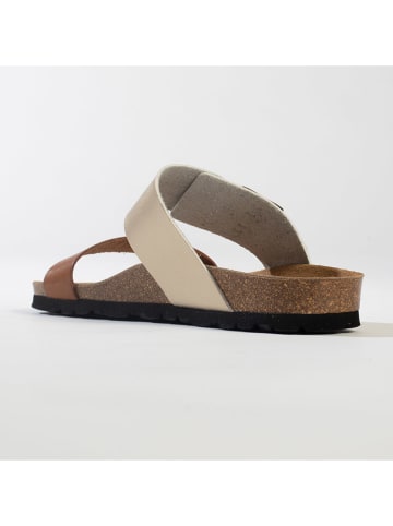 BACKSUN Pantoletten in Gold/ Hellbraun