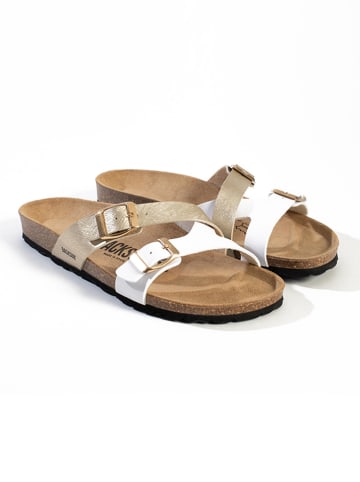 BACKSUN Klapki "Talca" w kolorze złoto-białym