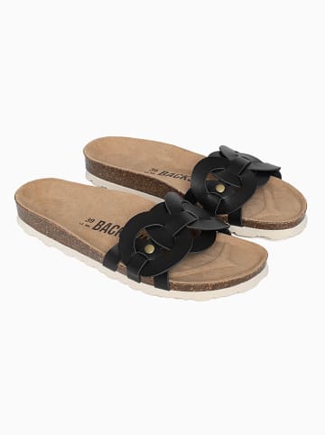 BACKSUN Skórzane klapki "Trapeze" w kolorze czarnym