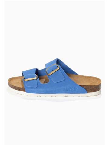 BACKSUN Leder-Pantoletten "Bali" in Blau