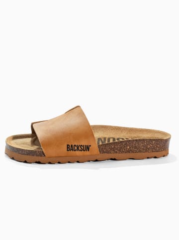 BACKSUN Skórzane klapki "Djila" w kolorze jasnobrązowym