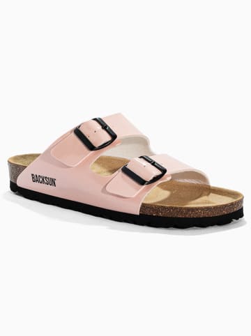 BACKSUN Leder-Pantoletten "Bali" in Rosa